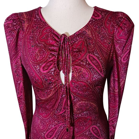 NEW Rachel Rachel Roy Womens Printed Above‎ Knee Mini Dress Berry Paisley Size M - Picture 7 of 16